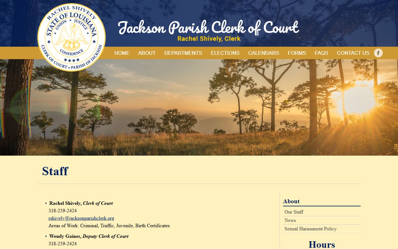 Jackson Parish County Clerk of Court staff record assignments