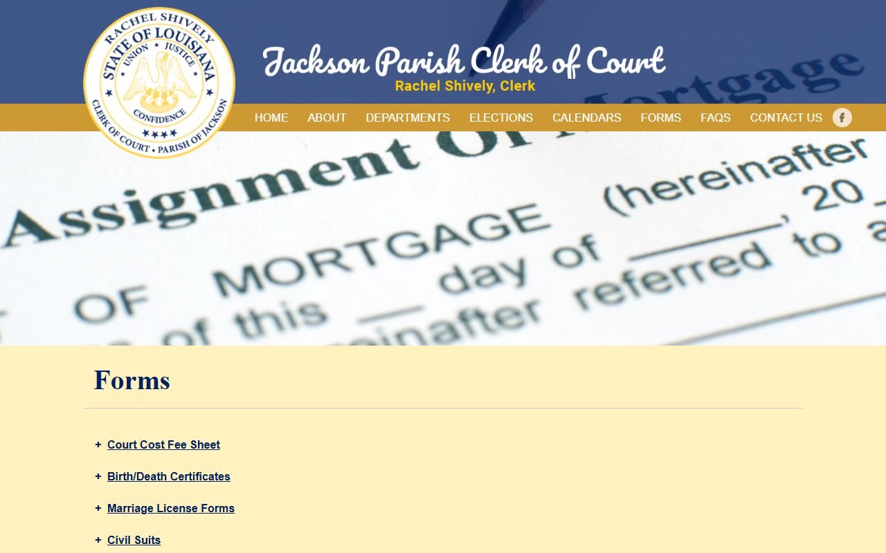 Jackson Parish court records Clerk of Court forms library