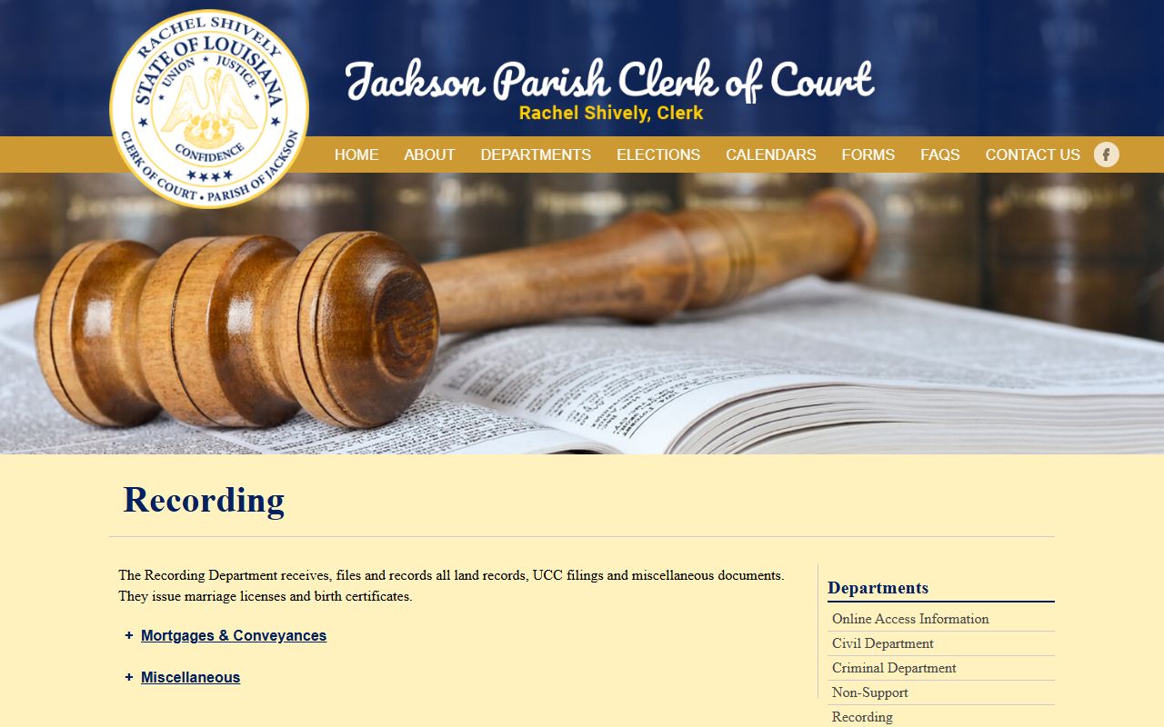 Jackson Parish court records recording and copy services