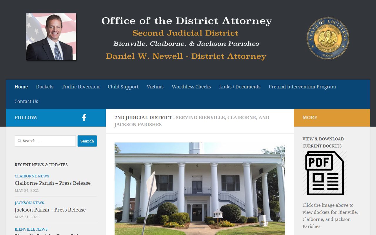Jackson Parish criminal court records Second Judicial District Attorney