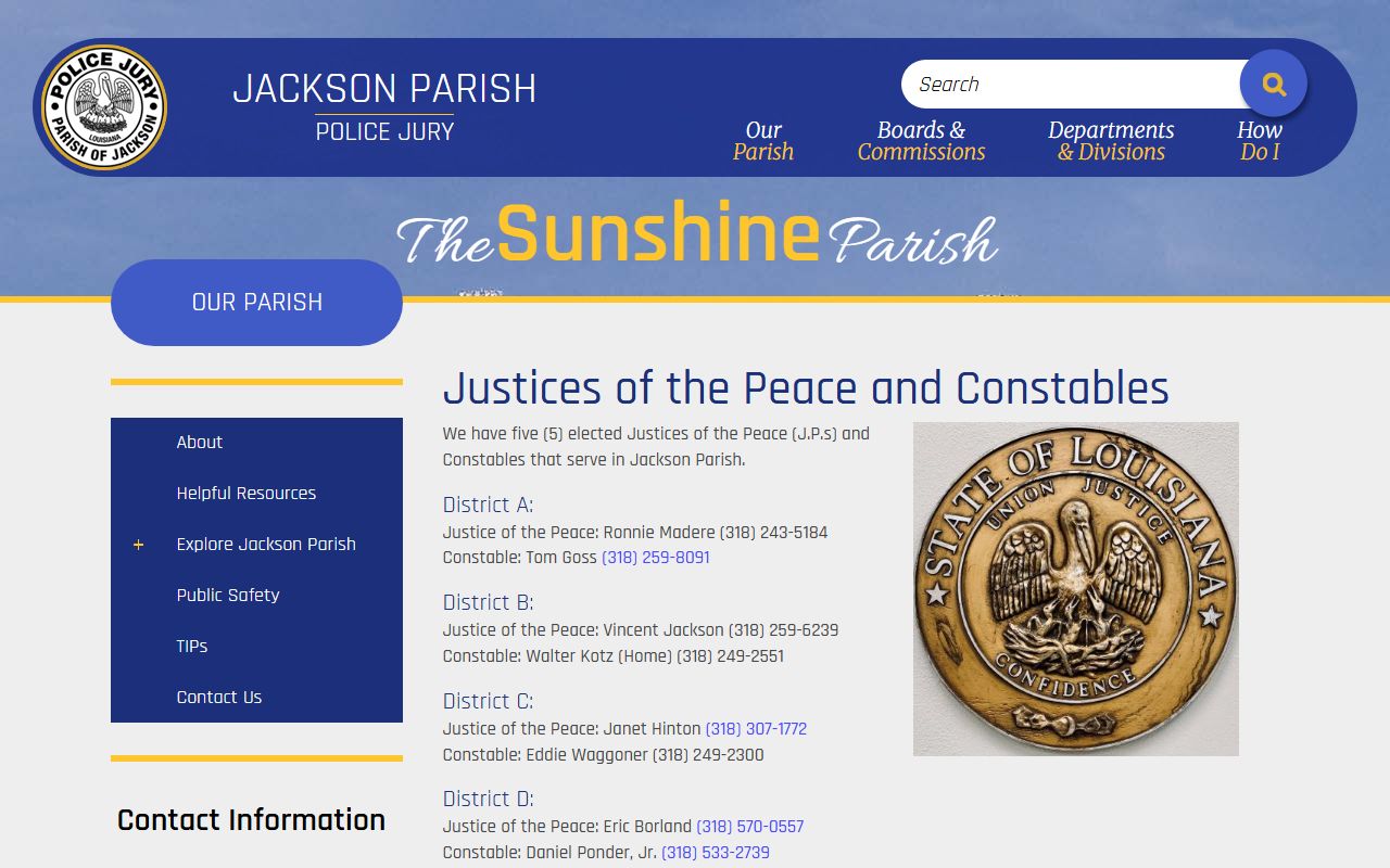 Jackson Parish County District Court lower court justice of the peace records
