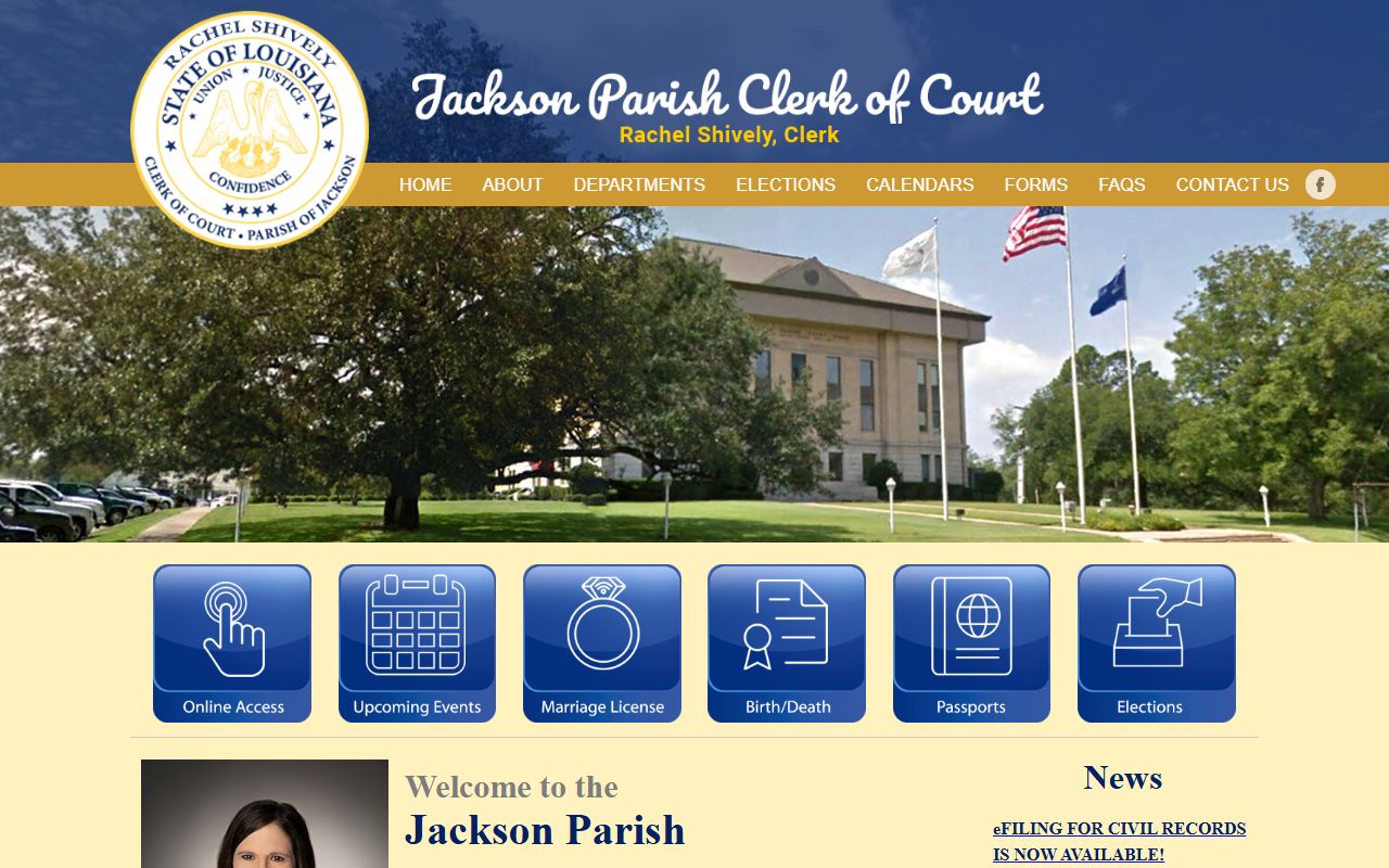 Jackson Parish court records Clerk homepage online access
