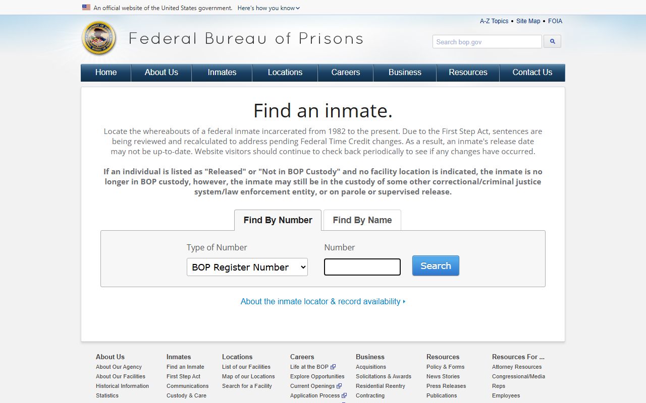 Jackson Parish County inmate records Federal Bureau of Prisons locator