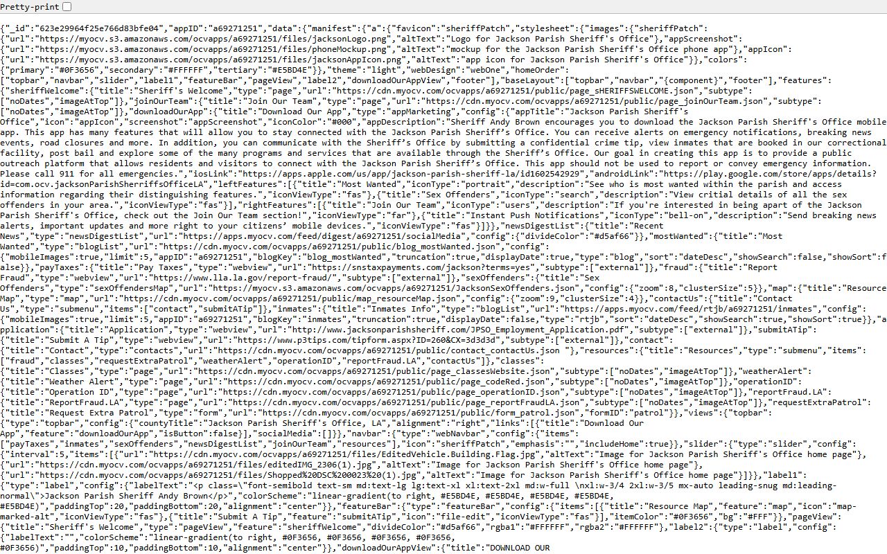 Jackson Parish County warrant records Sheriff app feature manifest
